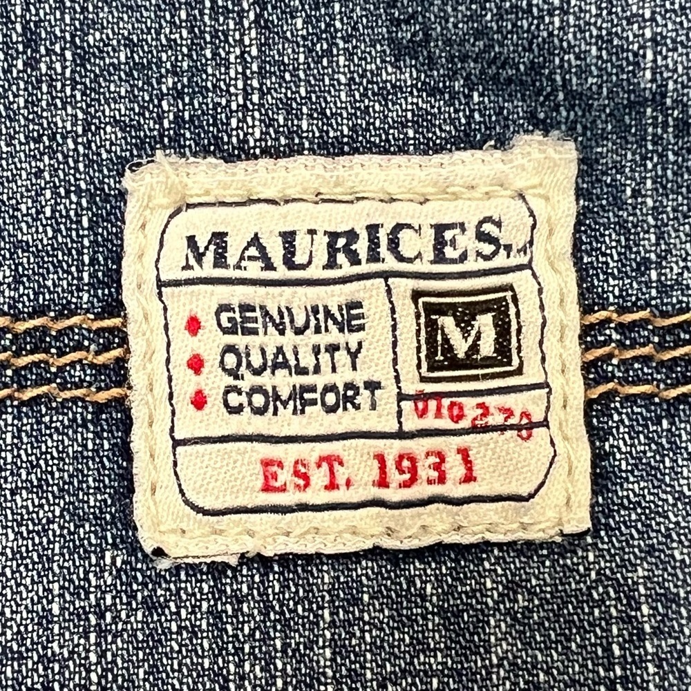 Maurices Straight Jeans Carpenter Mid Rise Utility Distressed Denim Blue 3/4 - Picture 6 of 17